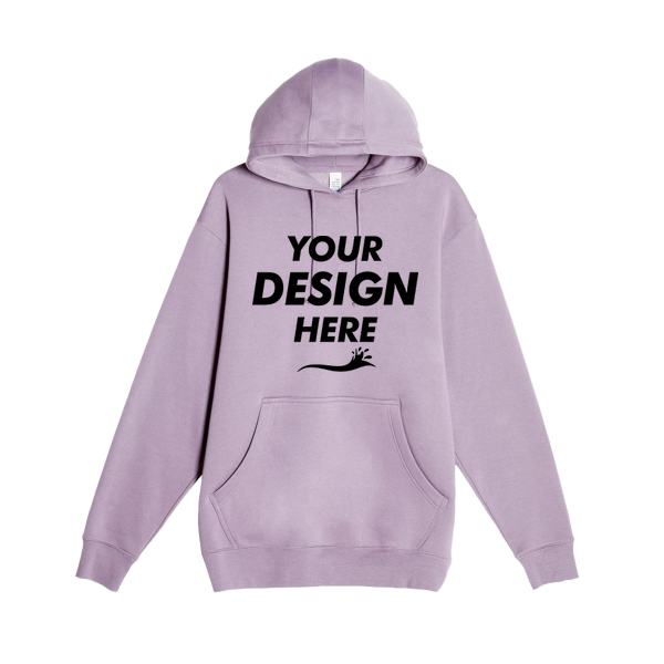 Lane Seven Unisex Heavyweight Pullover Hooded Sweatshirt, Lavender, Front view, Mockup