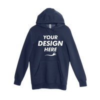 Lane Seven Unisex Heavyweight Pullover Hooded Sweatshirt, Navy, Front view, Mockup