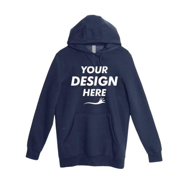 Lane Seven Unisex Heavyweight Pullover Hooded Sweatshirt, Navy, Front view, Mockup