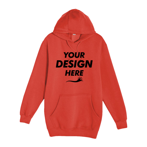 Lane Seven Unisex Heavyweight Pullover Hooded Sweatshirt, Paprika, Front view, Mockup
