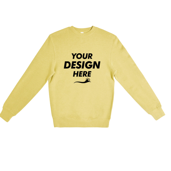 Lane Seven Unisex Premium Crewneck Sweatshirt, Antique Gold, Front view, Mockup