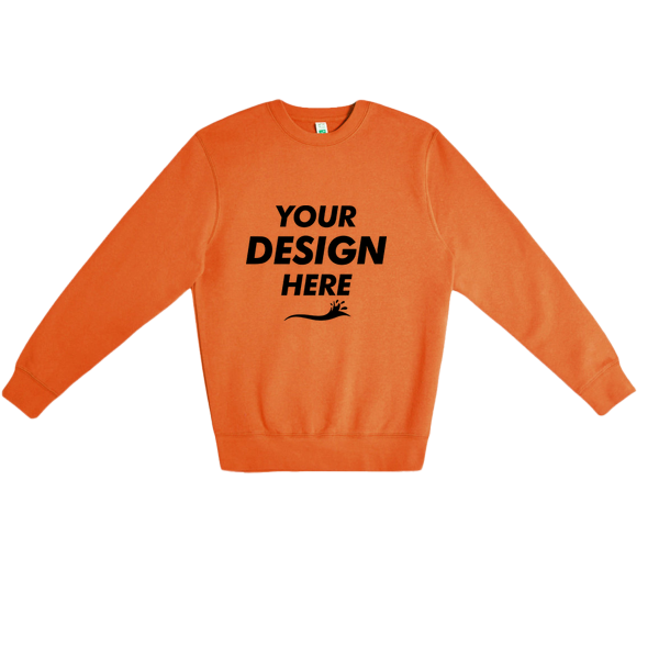 Lane Seven Unisex Premium Crewneck Sweatshirt, Carrot, Front view, Mockup