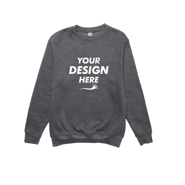 Lane Seven Unisex Premium Crewneck Sweatshirt, Charcoal Heather, Front view, Mockup