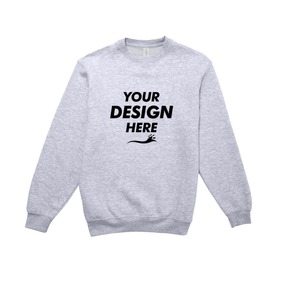 Lane Seven Unisex Premium Crewneck Sweatshirt, Heather Grey, Front view, Mockup