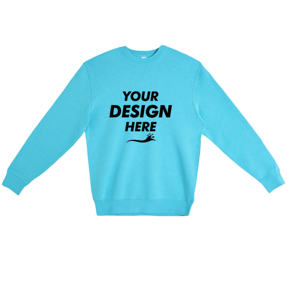 Lane Seven Unisex Premium Crewneck Sweatshirt, Ocean Blue, Front view, Mockup
