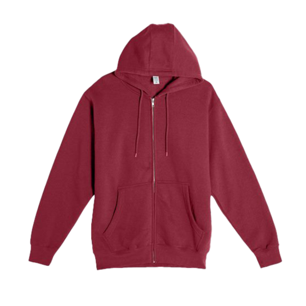Lane Seven Unisex Premium Full-Zip Hooded Sweatshirt, Burgundy, Front view