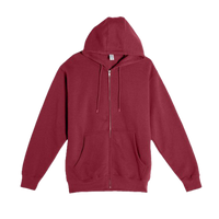 Lane Seven Unisex Premium Full-Zip Hooded Sweatshirt, Burgundy, Front view