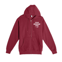 Lane Seven Unisex Premium Full-Zip Hooded Sweatshirt, Burgundy, Front view, Mockup