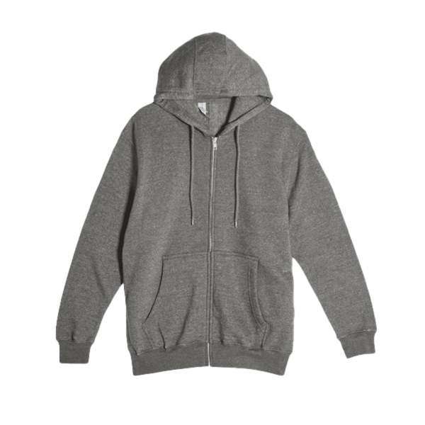 Lane Seven Unisex Premium Full-Zip Hooded Sweatshirt, Charcoal Heather, Front view
