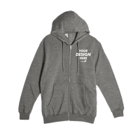 Lane Seven Unisex Premium Full-Zip Hooded Sweatshirt, Charcoal Heather, Front view, Mockup