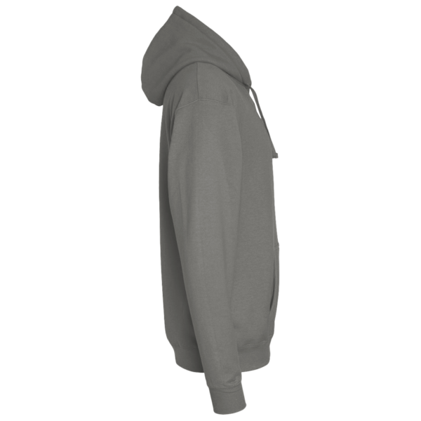 Lane Seven Unisex Premium Full-Zip Hooded Sweatshirt, Charcoal Heather, Right Sleeve view