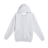Lane Seven Unisex Premium Full-Zip Hooded Sweatshirt, Heather Grey, Front view
