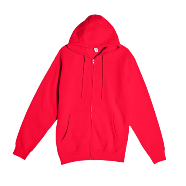 Lane Seven Unisex Premium Full-Zip Hooded Sweatshirt, Red, Front view
