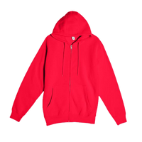 Lane Seven Unisex Premium Full-Zip Hooded Sweatshirt, Red, Front view