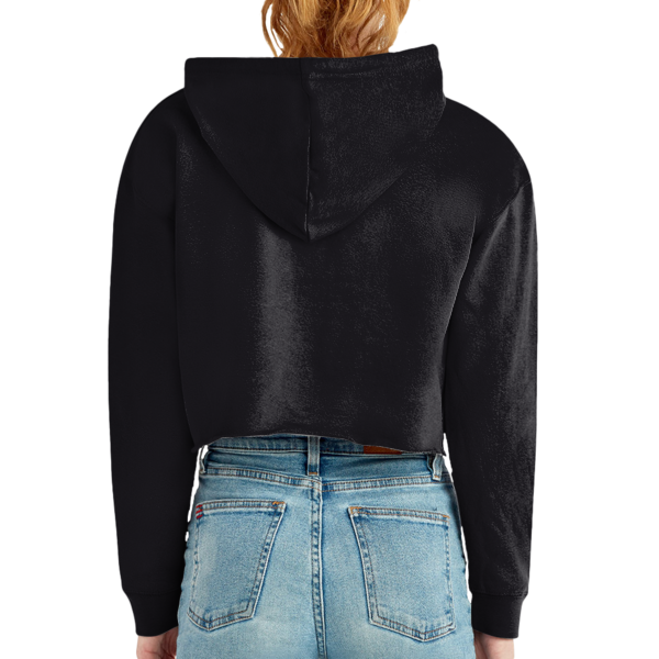 Lane Seven Women's Cropped Fleece Hooded Sweatshirt, Black, Back view