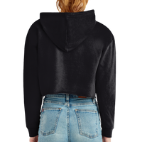 Lane Seven Women's Cropped Fleece Hooded Sweatshirt, Black, Back view