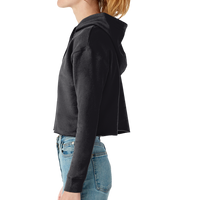 Lane Seven Women's Cropped Fleece Hooded Sweatshirt, Black, Left Sleeve view
