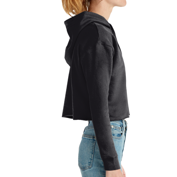 Lane Seven Women's Cropped Fleece Hooded Sweatshirt, Black, Right Sleeve view