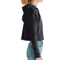 Lane Seven Women's Cropped Fleece Hooded Sweatshirt, Black, Right Sleeve view