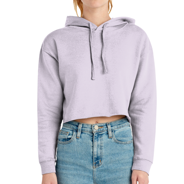 Lane Seven Women's Cropped Fleece Hooded Sweatshirt, Lilac, Front view