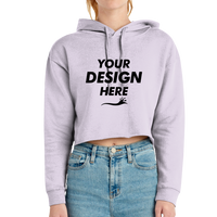 Lane Seven Women's Cropped Fleece Hooded Sweatshirt, Lilac, Front view, Mockup