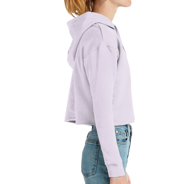 Lane Seven Women's Cropped Fleece Hooded Sweatshirt, Lilac, Right Sleeve view
