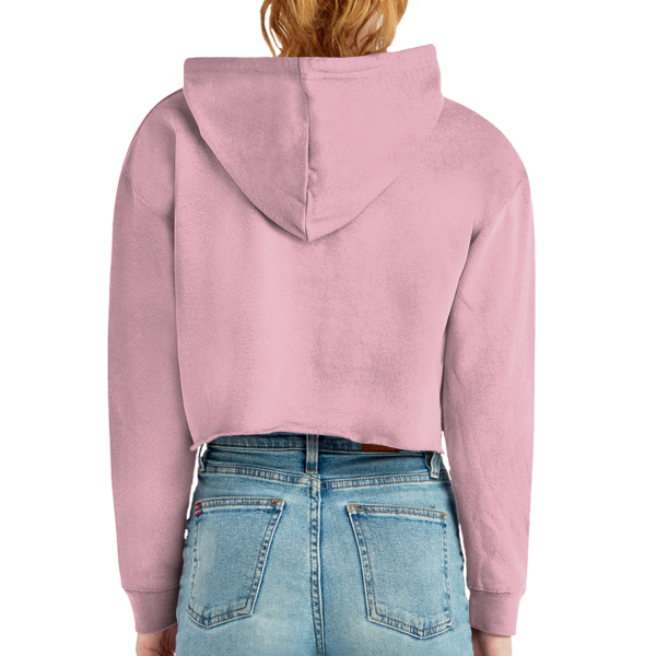 Lane Seven Women's Cropped Fleece Hooded Sweatshirt, Mauve, Back view