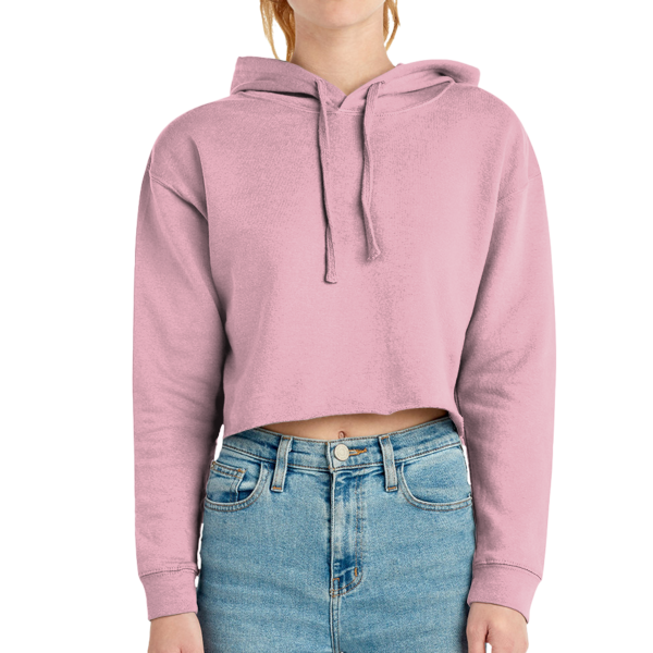 Lane Seven Women's Cropped Fleece Hooded Sweatshirt, Mauve, Front view
