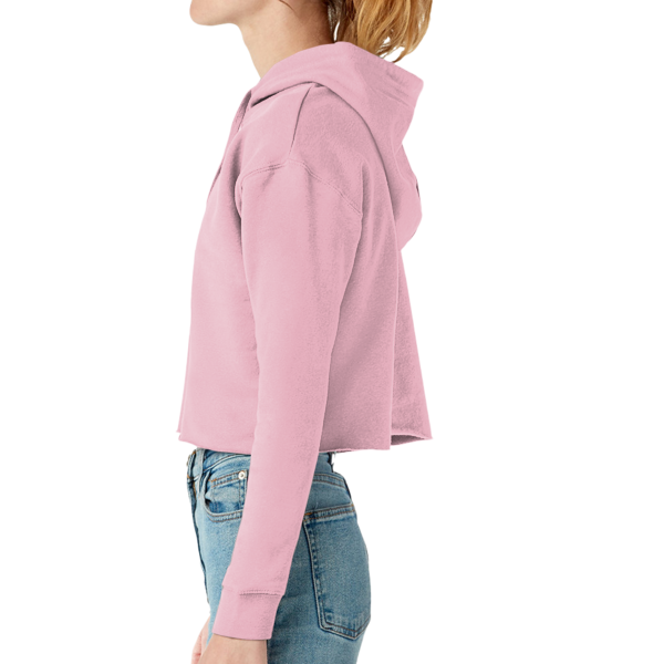 Lane Seven Women's Cropped Fleece Hooded Sweatshirt, Mauve, Left Sleeve view