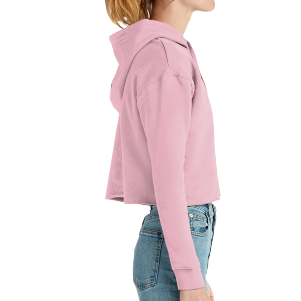 Lane Seven Women's Cropped Fleece Hooded Sweatshirt, Mauve, Right Sleeve view