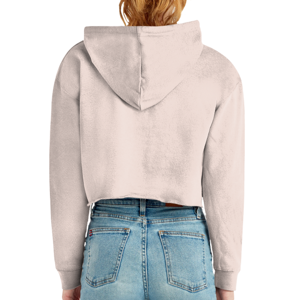 Lane Seven Women's Cropped Fleece Hooded Sweatshirt, Pale Pink, Back view
