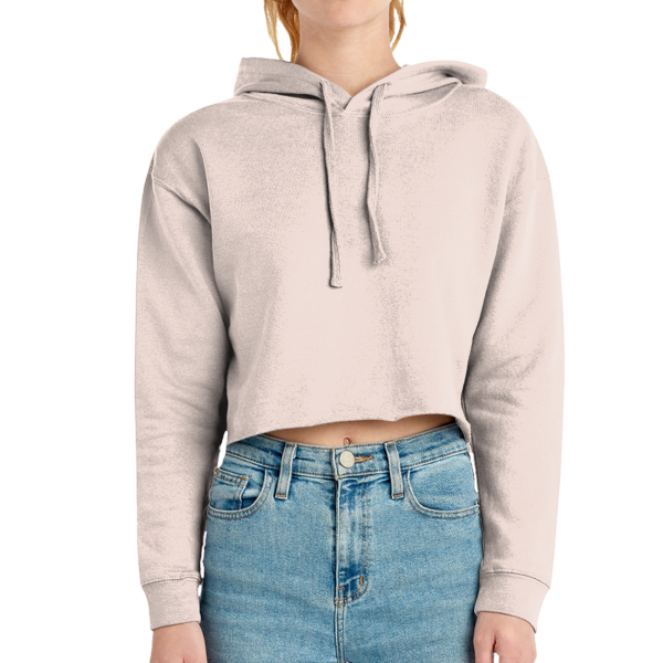 Lane Seven Women's Cropped Fleece Hooded Sweatshirt, Pale Pink, Front view