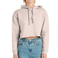 Lane Seven Women's Cropped Fleece Hooded Sweatshirt, Pale Pink, Front view