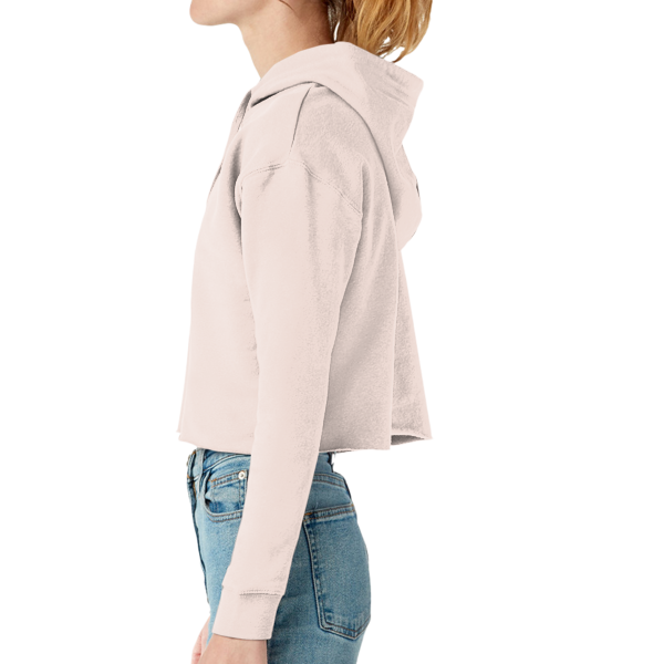Lane Seven Women's Cropped Fleece Hooded Sweatshirt, Pale Pink, Left Sleeve view