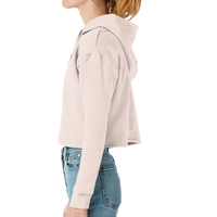 Lane Seven Women's Cropped Fleece Hooded Sweatshirt, Pale Pink, Left Sleeve view