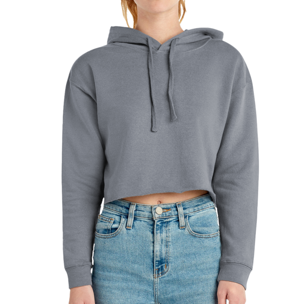 Lane Seven Women's Cropped Fleece Hooded Sweatshirt, Storm, Front view