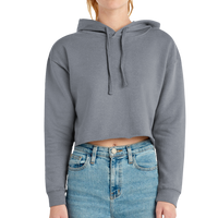 Lane Seven Women's Cropped Fleece Hooded Sweatshirt, Storm, Front view