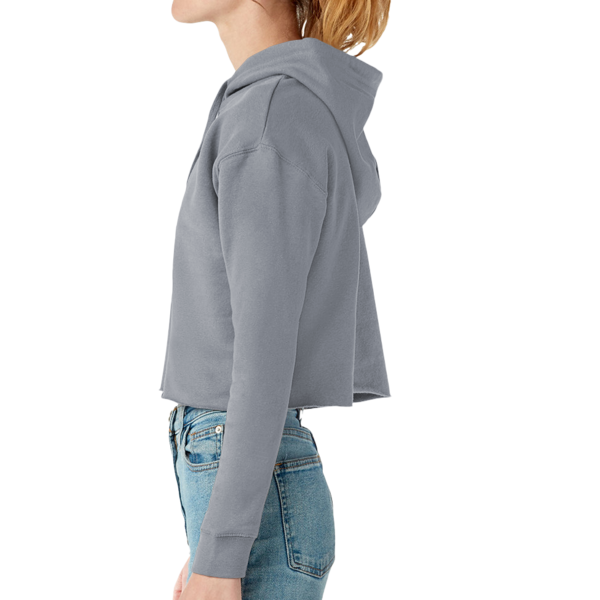 Lane Seven Women's Cropped Fleece Hooded Sweatshirt, Storm, Left Sleeve view