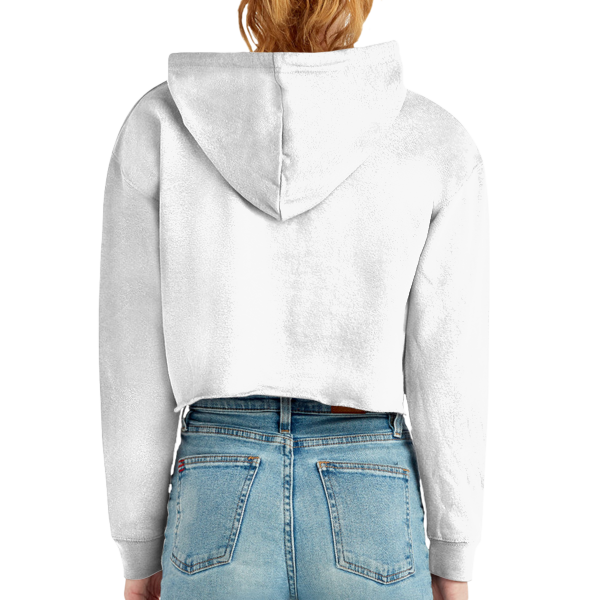 Lane Seven Women's Cropped Fleece Hooded Sweatshirt, White, Back view