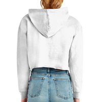 Lane Seven Women's Cropped Fleece Hooded Sweatshirt, White, Back view