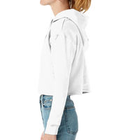 Lane Seven Women's Cropped Fleece Hooded Sweatshirt, White, Left Sleeve view