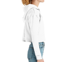 Lane Seven Women's Cropped Fleece Hooded Sweatshirt, White, Right Sleeve view