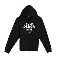 Lane Seven Youth Premium Pullover Hooded Sweatshirt, Black, Front view, Mockup