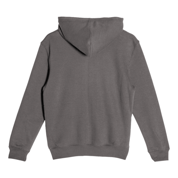 Lane Seven Youth Premium Pullover Hooded Sweatshirt, Charcoal Heather, Back view