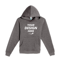 Lane Seven Youth Premium Pullover Hooded Sweatshirt, Charcoal Heather, Front view, Mockup