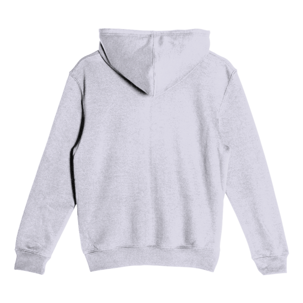 Lane Seven Youth Premium Pullover Hooded Sweatshirt, Heather Grey, Back view