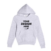 Lane Seven Youth Premium Pullover Hooded Sweatshirt, Heather Grey, Front view, Mockup