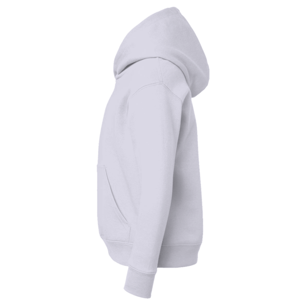 Lane Seven Youth Premium Pullover Hooded Sweatshirt, Heather Grey, Left Sleeve view