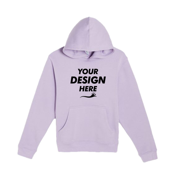 Lane Seven Youth Premium Pullover Hooded Sweatshirt, Lilac, Front view, Mockup