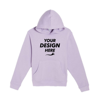Lane Seven Youth Premium Pullover Hooded Sweatshirt, Lilac, Front view, Mockup